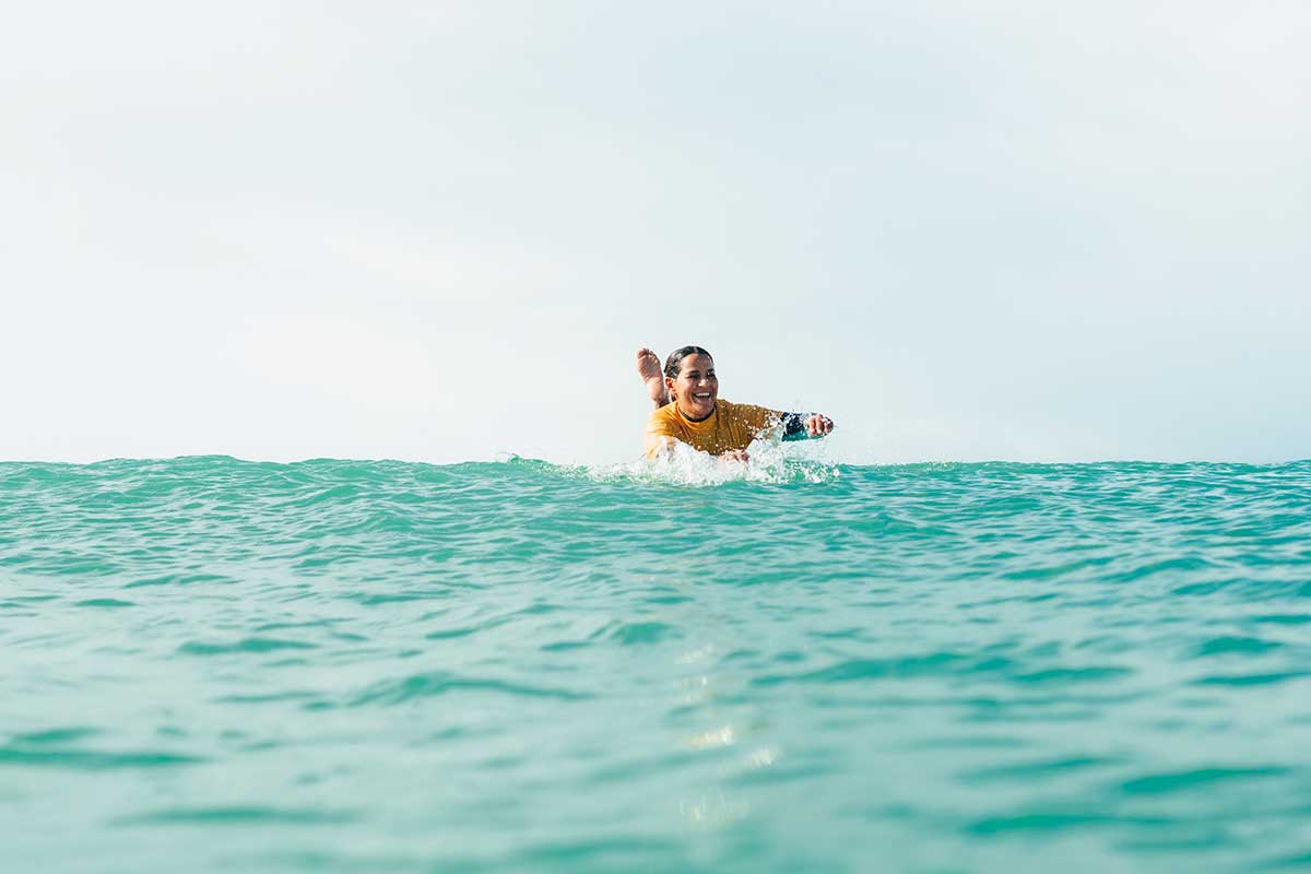 Surfers in the lineup at Taghazout Bay, the best time to surf in Morocco